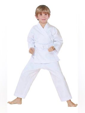 Karate Uniform with White Belt, White Karate Gi for Kids Size 0000 (3-3.5”)